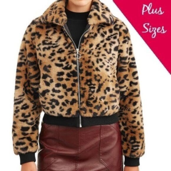 Faux Fur Collared Jacket, Cheetah Print - Picture 1 of 8